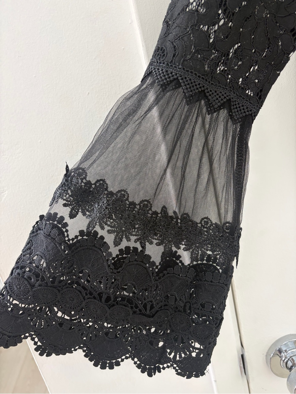 Skylar + Madison Black Floral Lace Bell Sleeve Blouse - Picture 6 of 6